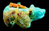 Bernard Homer Jr Turquoise Bear Fetish Zuni Indian Stone Animal Carving