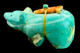 Bernard Homer Jr Turquoise Bear Fetish Native American Stone Animal Carving
