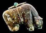 Large Wild Horse Marble Bear Fetish Zuni Indian Stone Animal Carving