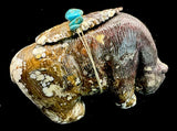 Large Wild Horse Marble Bear Fetish Native American Stone Animal Carving
