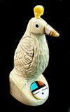 Gambel's Partridge With Zuni Sun Face Fetish Native American Stone Bird Carving