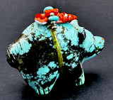 Dinah Gasper Turquoise Bear Fetish Native American Zuni Stone Animal Carving