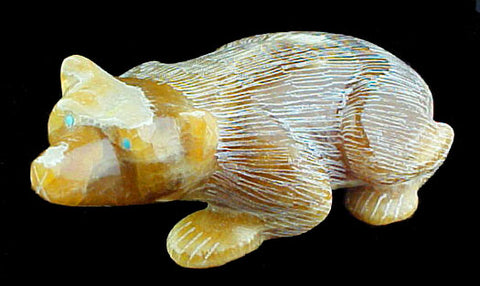 Golden Badger Fetish Zuni Indian Stone Animal Carving