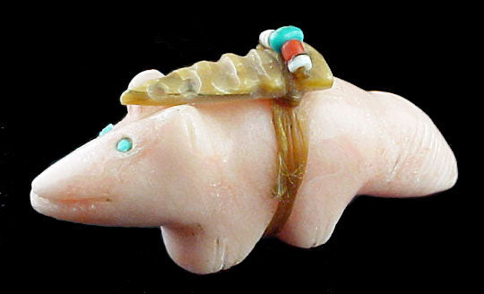 Zuni Indian Alabaster and Turquoise Hummingbird Fetish by Justin Red Elk!