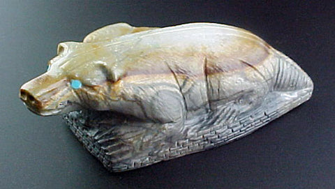 Herbert Him Sr Pueblo Badger Fetish Zuni Indian Stone Animal Carving