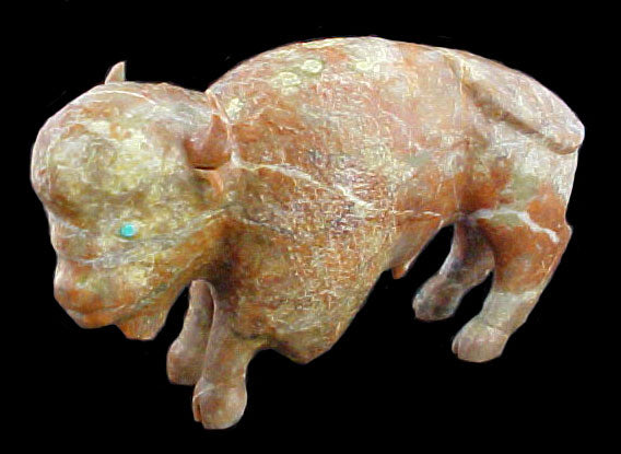 Serpentine Buffalo Fetish Zuni Indian Stone Animal Carving