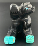 Black Sitting Waving Bear Fetish Native American Stone Animal Carving