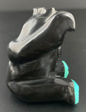 Black Sitting Waving Bear Fetish Southwestern Pueblo Navajo Indian Stone Animal Carving