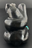 Black Sitting Waving Bear Fetish Julia Norton Navajo Artist Carver