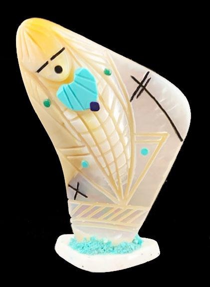 Quandelacy Pueblo Corn Maidens Zuni Indian Shell Fetish Carving