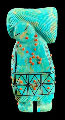 Turquoise Zuni Maiden Native American Indian Carving