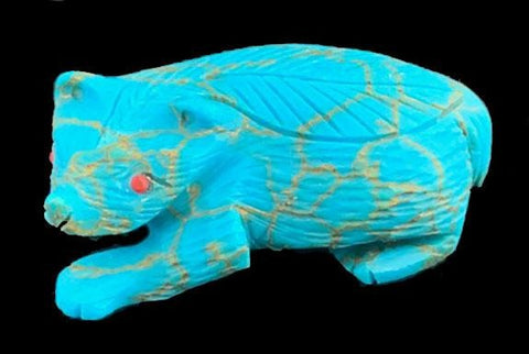 Turquoise Badger Fetish Zuni Indian Stone Animal Carving