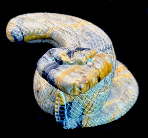 Large Picasso Marble Rattlesnake Fetish