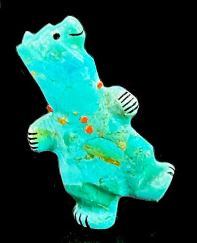 Turquoise Dancing Bear Fetish Zuni Indian Stone Animal Carving