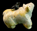 Leekya Bear and Raven Fetish Zuni Indian Stone Animal Carving
