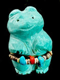 Turquoise Mother and Cub Bear Fetish Zuni Indian Stone Animal Carving