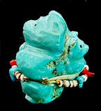 Turquoise Mother and Cub Bear Fetish Native American Stone Animal Carving