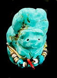 Turquoise Mother and Cub Bear Fetish Hand Carved Western Pueblo Stone Animal Carving