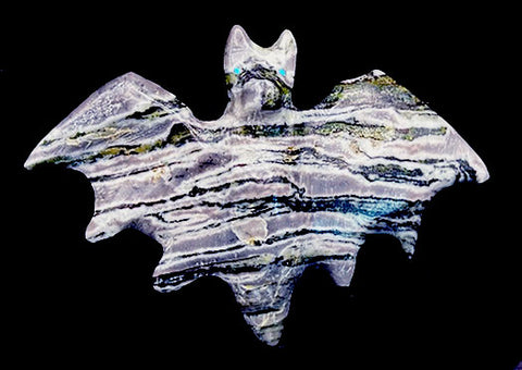 Picasso Marble Bat Fetish Zuni Indian Stone Animal Carving