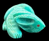 Hudson Sandy Turquoise Rabbit Fetish American Indian Stone Animal Carving