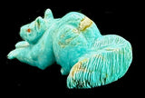 Turquoise Squirrel Fetish American Indian Stone Animal carving
