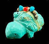 Annette Tsikewa Turquoise Turtle Fetish Zuni Indian Stone Reptile Carving