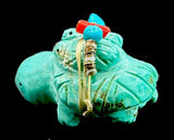 Annette Tsikewa Turquoise Turtle Fetish Native American Stone Reptile Carving