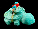 Annette Tsikewa Turquoise Turtle Fetish American Indian Stone Reptile Carving