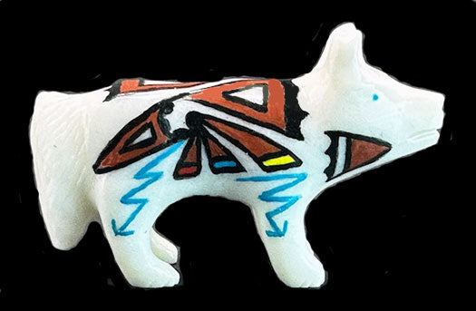 Painted Wolf Fetish Native American Stone Animal Carving