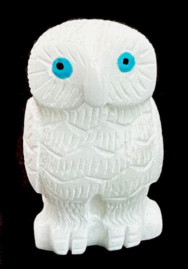 White Marble Owl Carving