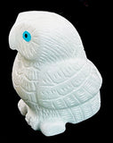 White Marble Owl Carving Native American Stone Bird Fetish