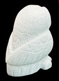 White Marble Owl Carving American Indian Stone Bird Fetish