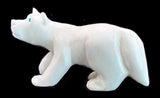 White Marble Zuni Wolf Fetish Zuni Indian Stone Animal Totem Carving