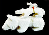 Three White Wolves Fetish Zuni Indian Stone Animal Carving