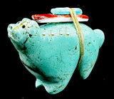 Leekya Turquoise Bear Fetish Native American Zuni Stone Animal Carving