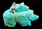 Annette Tsikewa Turquoise Mother and Cub Bear Fetish American Zuni Indian Stone Animal Carving