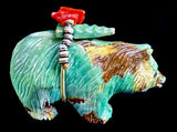 Eddington Hannaweeke Turquoise Bear Fetish Zuni Indian Stone Animal Carving