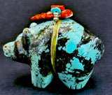 Dinah Gasper Turquoise Bear Fetish American Indian Zuni Stone Animal Carving