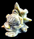 Ron Laahty Triple Sea Turtle Fetish Zuni Indian Stone Reptile Carving