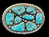 Robert and Bernice Leekya Kingmman Turquoise  and Sterling Silver Belt Buckle