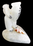 Rickson Kallestewa White Alabaster Heart Bear Fetish Zuni Indian Stone Animal Carving