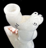 Rickson Kallestewa White Alabaster Heart Bear Fetish Native American Zuni Indian Stone Animal Carving