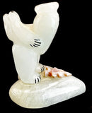 Rickson Kallestewa White Alabaster Heart Bear Fetish merican Indian Zuni Stone Animal Carving