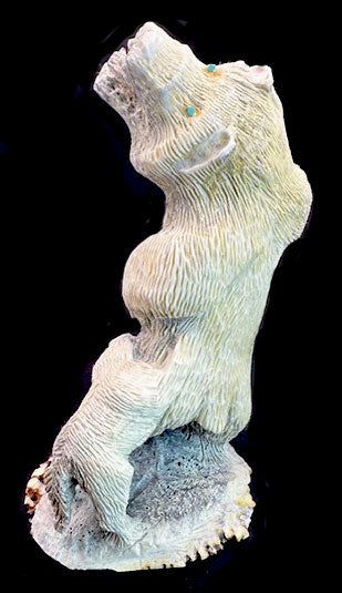 Fighting Grizzly Bear and Wolf Sculpture