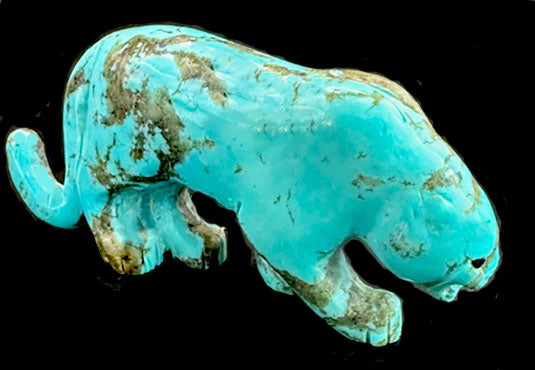 Turquoise Mountain Lion Zuni Indian Stone Animal Carving