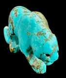 Turquoise Mountain Lion Western Pueblo Stone Animal Totem Carving