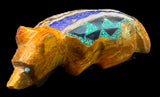 Jayne Quam Inlaid Wolf Fetish Navajo Indian Stone Animal Carving