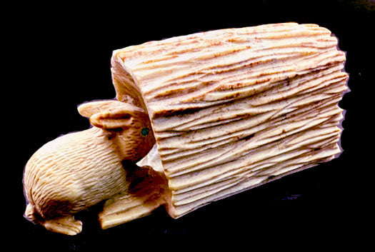 Rabbit Entering His Log Home