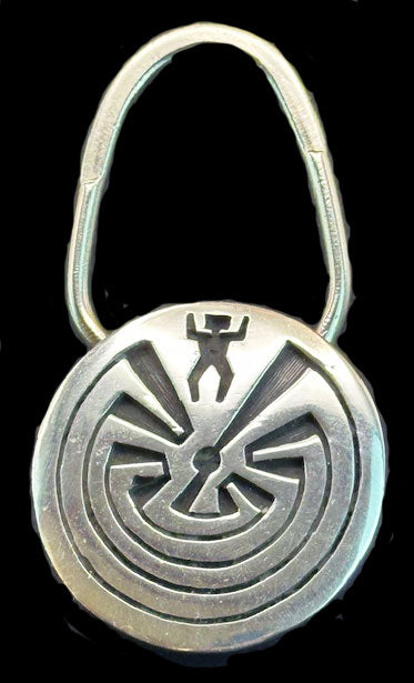Hopi Man in the Maze Sterling Silver Key Ring