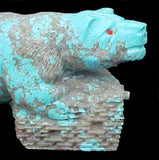 Turquoise Pueblo and Bear Diorma American Indian Stone Animal Fetish